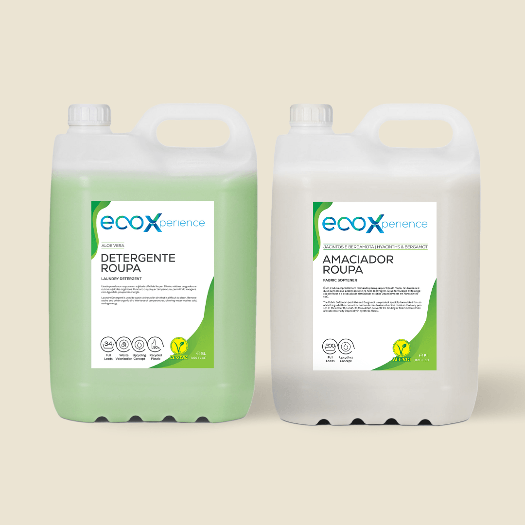 Kit de detergentes de roupa EcoX: detergente aloe vera + amaciador jacintos e bergamota
