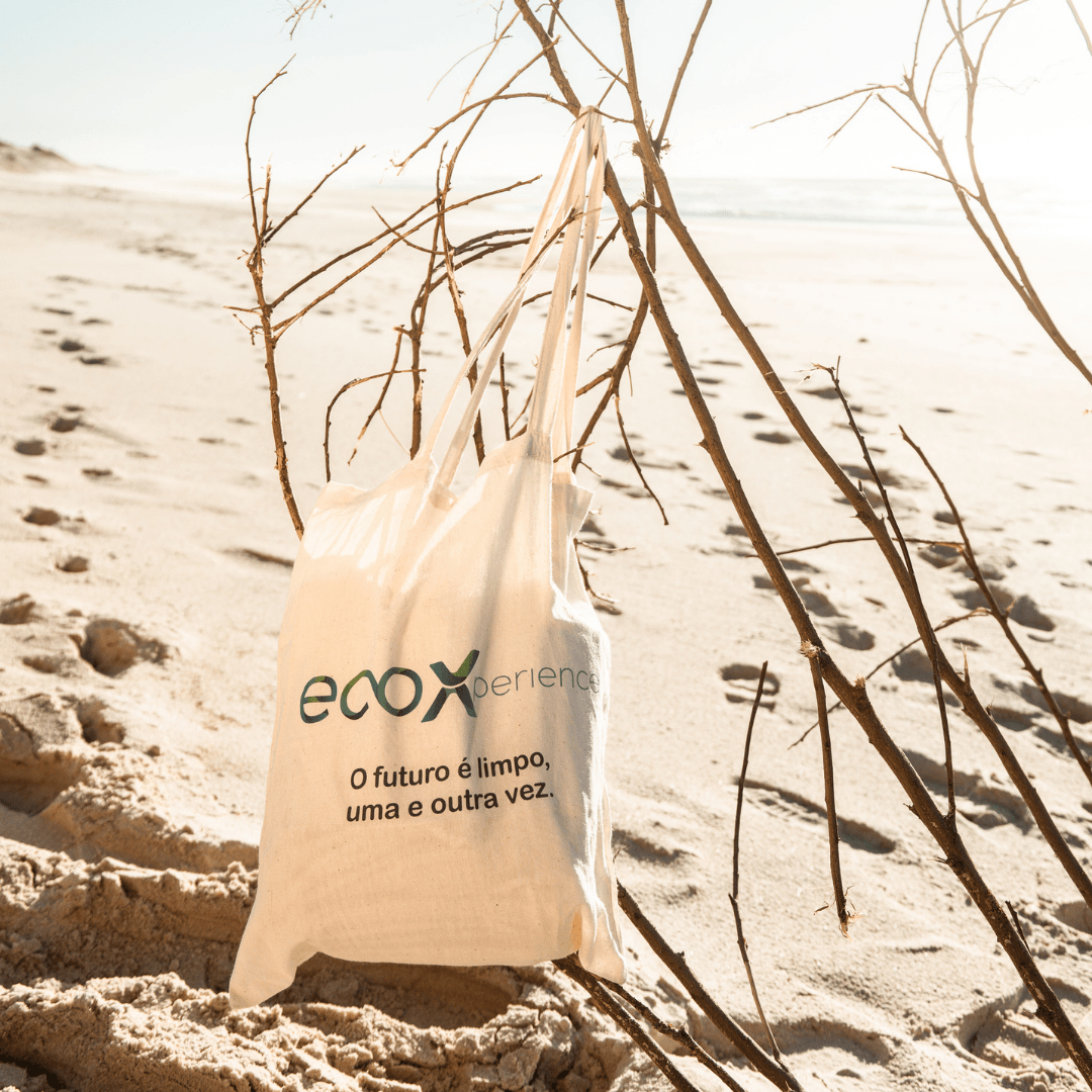 Saco de pano EcoX na praia
